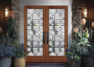 China Interior Wood Doors Classical Art Glass Panels Thermal Sound Insulation on sale
