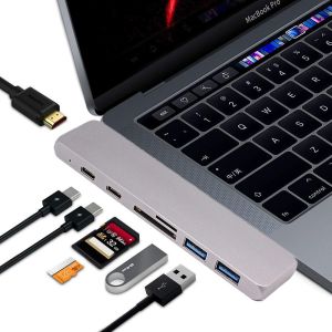 Buy cheap 2018 Aluminum Thunderbolt 3 USB-C Hub USB Driver 7 Ports Dual Type C Hub 4K Type from wholesalers