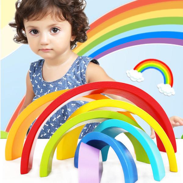 Colorful Rainbow Building Block Creative Educational For Kids Silicone Stacking