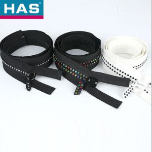 #10 Rhinestone Zipper Polished Open End Plastic Diamond Zipper for Clothing