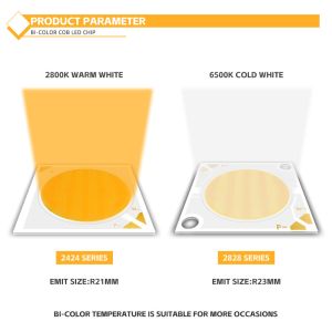 50W+50W Dimmable COB 2700k+6500k Chip 28*28mm 1400mA Ra95 High Power LED Diode