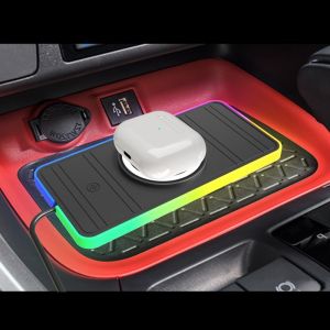 Silicone Car Wireless Charging Pad RGB LED Qi Apple Samsung Earbuds Compatibilit