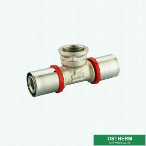 Customized Logo Female Tee Compression Double Straight Brass Press Union