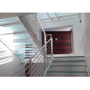 Led Light Glass Staircase Double Stringer Straight Flight Staircase With