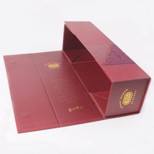 Custom Logo Rigid Paper Cardboard Magnetic Folding Close Single Wine Box