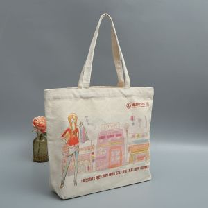 Custom Printed Blank White Reusable Canvas Shopping Bags Foldable Style