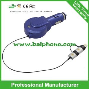 2 in 1 retractable car charger for smartphone