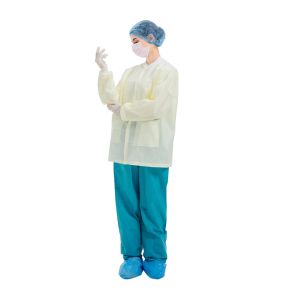 CE FDA Knit Cuffs Disposable Lab Coats GB15979-2002