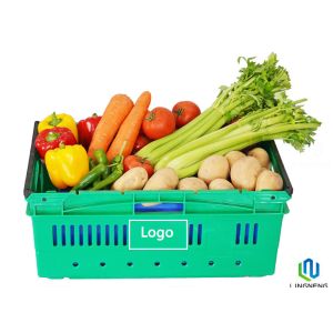 48L Nestable Plastic Crates , Stackable Plastic Harvest Crates