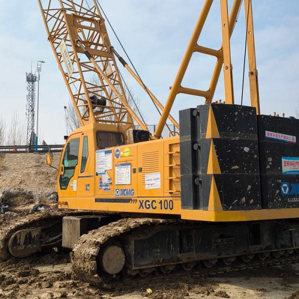 298kW Engine Power 100T Hydraulic Crawler Crane With PLC Control System And 9m