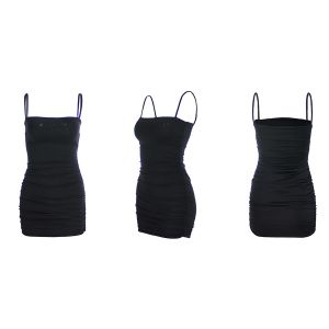 China Spaghetti Straps Club Stretch 66cm Sleeveless Pleated Bodycon Dress on sale