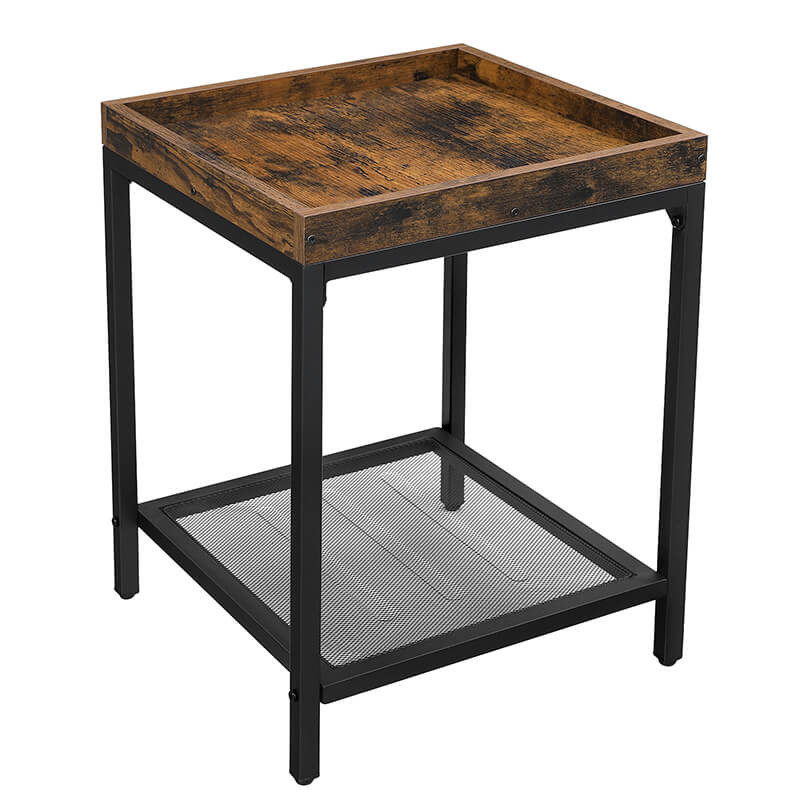 Side Table with Raised Edges, Industrial Side Table, Multi-functional End Table,