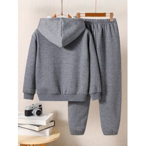 100%Polyester Casual Kid Hoodies Set 400gsm With Silk Screen Printing