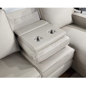 Sectional Sofa with 1 Rechliner Seat and Dropdown Table and Push Back Chaise,