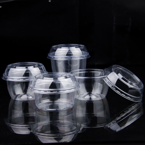 Disposable Custom Logo Dessert Cup PET Plastic Cups with Dome Lids