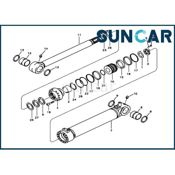 SUNCARVO.L.VO EC160B ECR235C VOE14589126 Dozer Blade Cylinder Seal Kit Excavator Hydraulic Service Parts