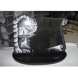 Heart Shape Granite Headstones For Graves , Engraved Memorial Stones Flower