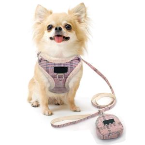 No Pull Escape Proof Breathable Mesh Dog Harness Classic Plaid Back Openable Fit