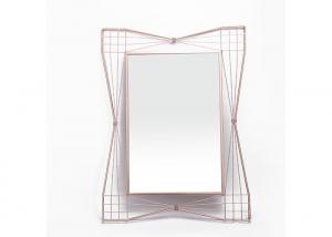 Wholesale Modern Home Decor Rectangle Mirrored Wall Art Rose Gold Hollowed-out Metal Frame from china suppliers