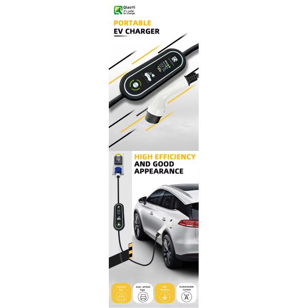 5M Type2 Portable Ev Charger 32A Adjustable Color screen Charging Cable with 220V Input Voltage and LP55 Protection Level