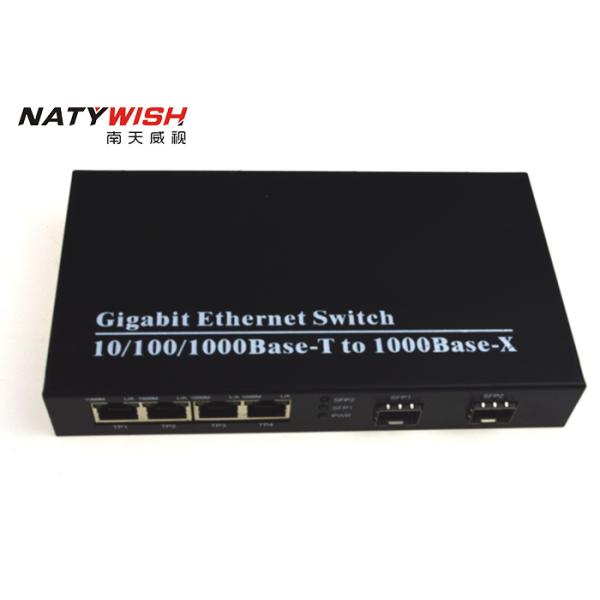 Convenient 6 Port Industrial Ethernet Switch With 2 SFP Slots 4 Gigabit RJ45 Ports