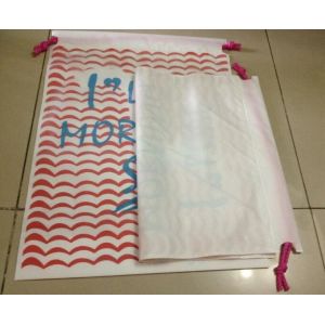 Biodegradable Christmas deco drawstring candy storage bag, oxford red christmas