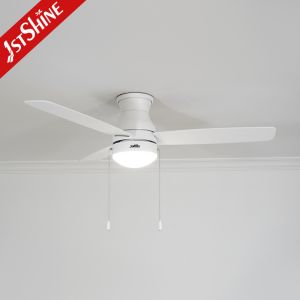 48 Inch Modern White Ceiling Fan With Light Pull Chain Ac Motor 3 Speed Choice