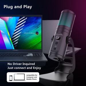 RGB Gaming USB Streaming Podcast Microphone 20Hz-20KHz Noise Cancelling
