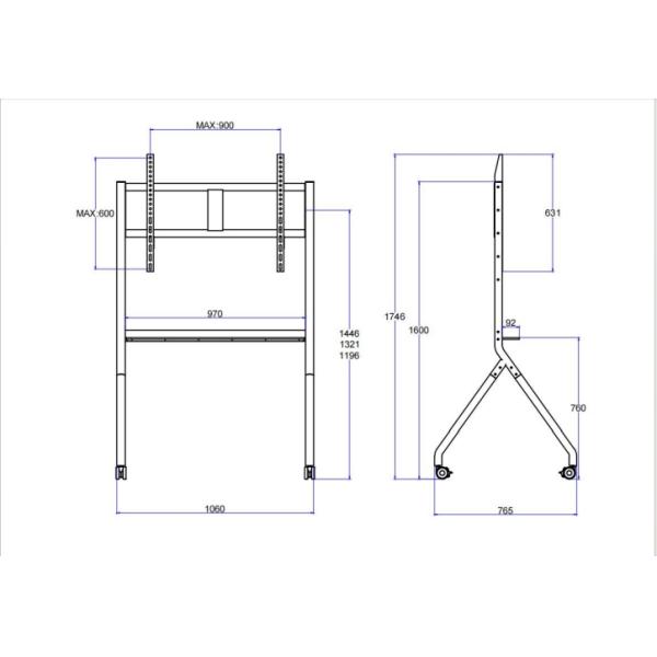 Aluminum Alloy Steel Mobile Tv Stand Adjustable Trolley For Smart Tv Monitors Game Screen 65 To 86 Inch