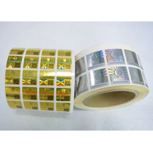 Polyester Film Custom 3d Hologram Stickers , Golden Laser Hologram Sticker