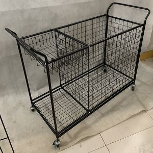 Black Color Removable Metal Supermarket Display Racks With Wheels
