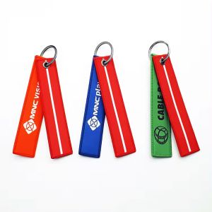 Customized Blank Printing Alphabet Letter Double Sided Key Chains Woven