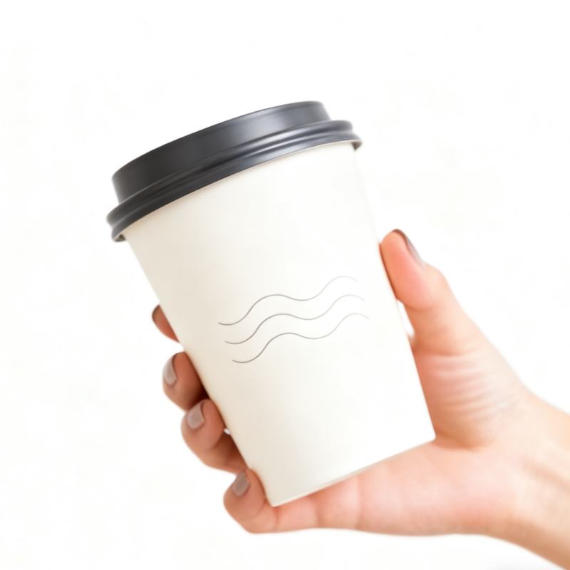 Customized 8oz disposable biodegradable single and double wall hot drink coffee paper cup with lid