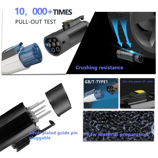 PC Copper Material and Suitable for 220V Input Voltage GBT to Type1/J1772 Converter EV Car Charge Adapter 220V 32A 7KW