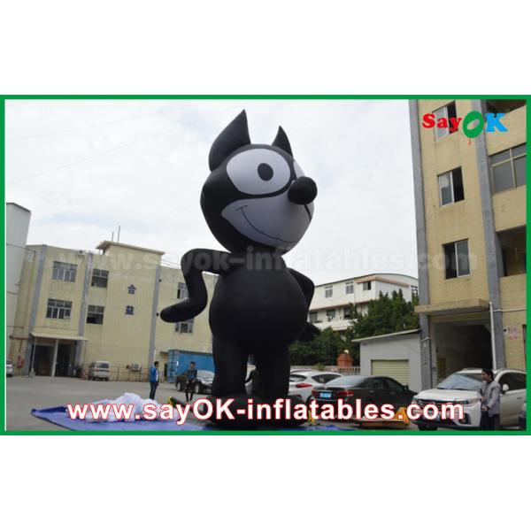 6mH Oxford Cloth Black Inflatable Cartoon Characters , Inflatable Cat