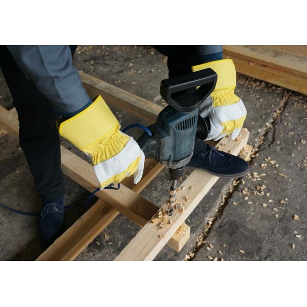 Men Rubberized Cuff Half Lining Cow Split Leather Gloves