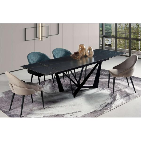 Italian Modern Marble Ceramic Top Extendable Dinner Table Set Artificial Marble Extending Dining Table
