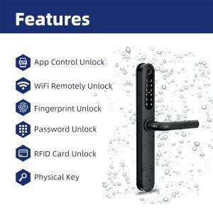 Wifi Waterproof Elegant Electronic Slim Digital Smart Door Lock