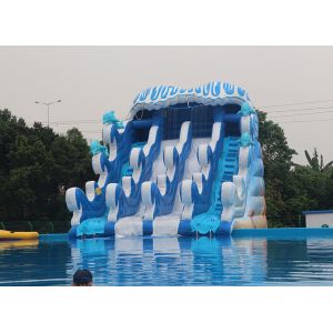 Metal Pool Inflatable Amusement Park , Outside Water Parks Lake Side Installed