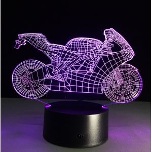Motorcycle Shape 7 Colors Change 3D LED Night Light with Remote Control Ideal
