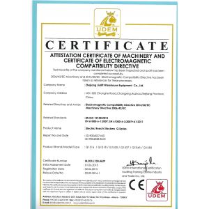 Zhejiang Jialift Warehouse Equipment Co., Ltd. Certifications