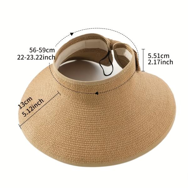 Sunshade Hat Empty Top and Large Brim Foldable Straw Hat