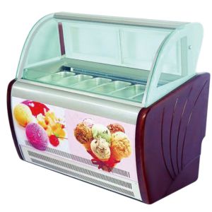 Curved Glass 6 Containers Ice Cream Scoop Display Freezer Cabinet With T5 / LED