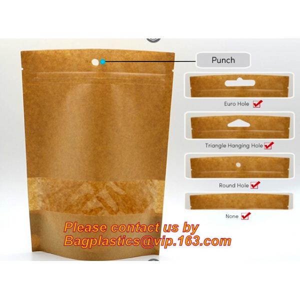 custom resealable recyclable kraft paper square bottom zipper bag, standup