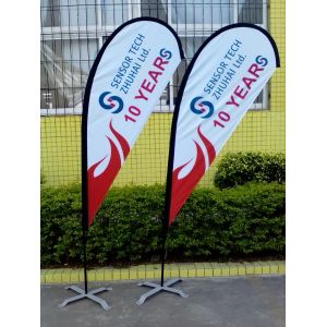 Polyester Teardrop Advertising Flag Banners With Metal Plate Base