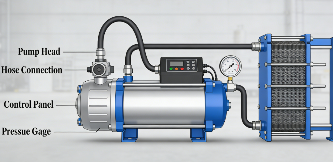 Horizontal Precision Flushing Pump For Industrial Plate Heat Exchanger Channel Professional Cleaning And Maintenance Solution