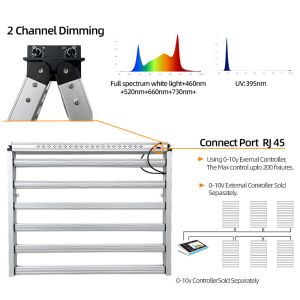 12 Bar 1300W LED Plants Grow Light Commercial Two Way Dim Full Spectrum UV IR