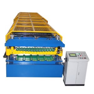 China PLC Control Double Layer Metal Steel Roofing Sheet Roll Forming Machine High Speed on sale