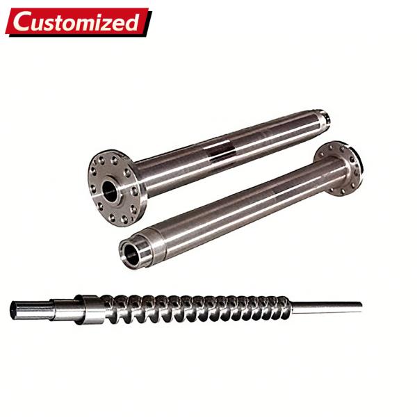 Quality Customized Bimetal Twin Screw and Barrel for Injection Molding Machine LDPE and PVC Material Extruder with Conical Design for sale