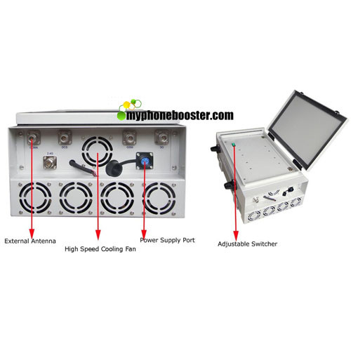 Quality 75w 5 Channels High Power Prison Jail Signal Jammer Blocker Jam GSM DCS 3G 4G Wifi Signals Range Up To 100m With DC27V for sale